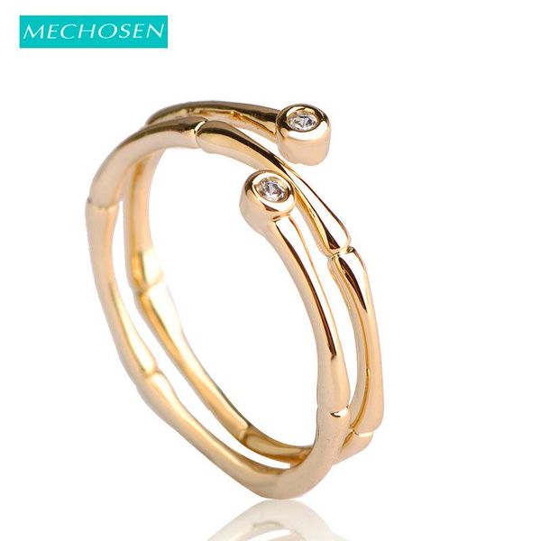 

wedding rings mechosen fashion zircon thin quality trust worthy copper anneaux jewelry simple noble tail women bague homme, Slivery;golden