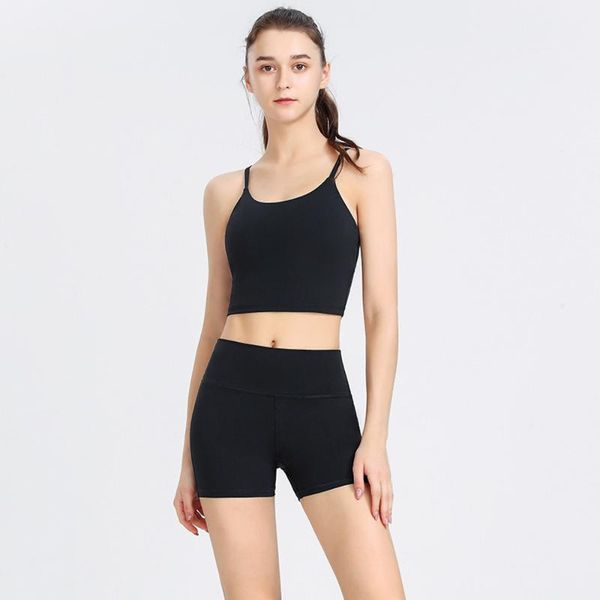 

yoga outfit 2pcs workout clothes for women set seamless high-waisted short leggings hollow back bra woman fitness sport gym tracksuit