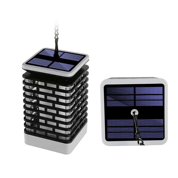 

solar flame lights hanging lanterns flickering torch outdoor waterproof - grey