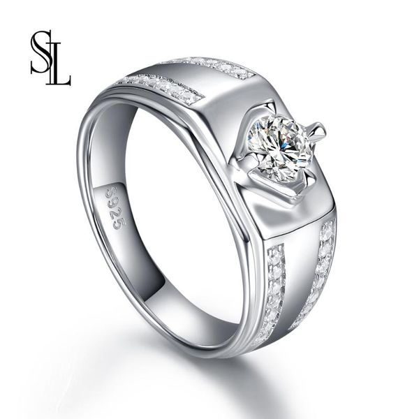 

cluster rings sl 2021 men fine jewelry white zirconia 925 sterling silver anel 8-12 us big size, Golden;silver