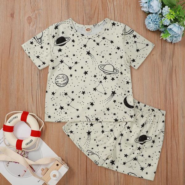 

summer star print born infant baby boys girls clothes set short sleeve shorts pyjamas clothing sets, White