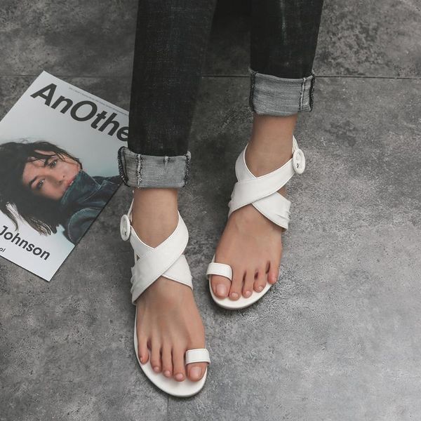 

round heel novelty rome gladiator women sandals low sweet solid buckle strap boho shoes cross-strap elegant casual, Black