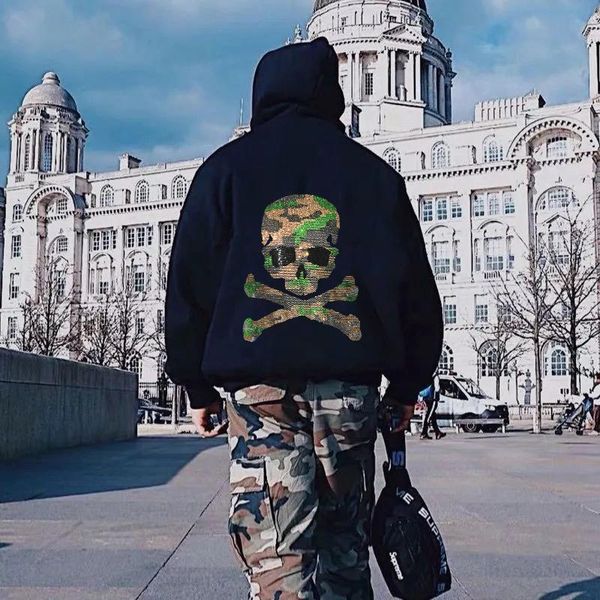 

men's hoodies & sweatshirts harajuku fall/winter fleece hooded hoodie xl cotton customized black and white warm jacket student diamond