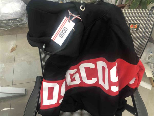 

[new product] gcds sportswear men printed hoodie round neck pure cotton couples pullover, Black