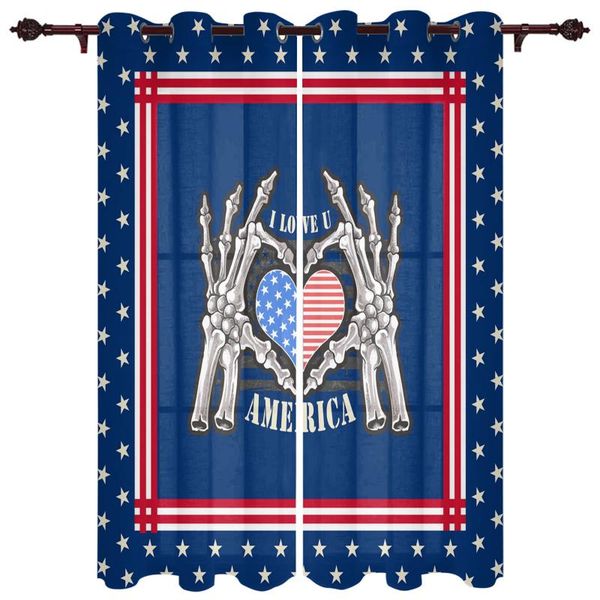 

exquisite home curtains independence day stars love living room bedroom kitchen translucent polyester decorative curtain & drapes