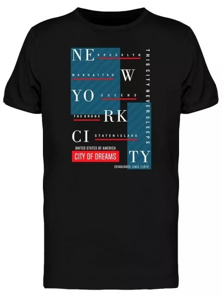 

New York City Dreams Typography Tee Men's -Image by Shutterstock, White;black