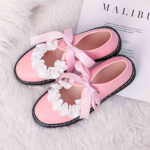 

sandals sweet girl low heel lace cosplay leisure shoes round toe lolita women gothic luxury platform pumps, Black