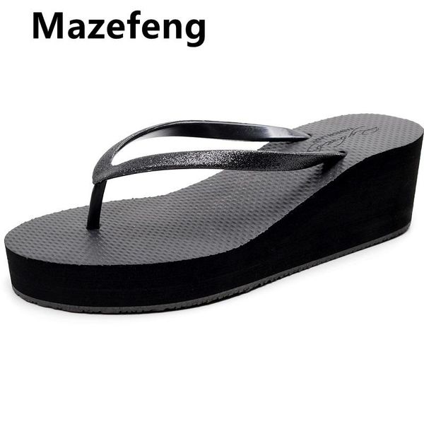 

mazefeng fashion women slippers summer outdoor light weight cool shoes ladies flat flip-flop black non-slip basic home sandals