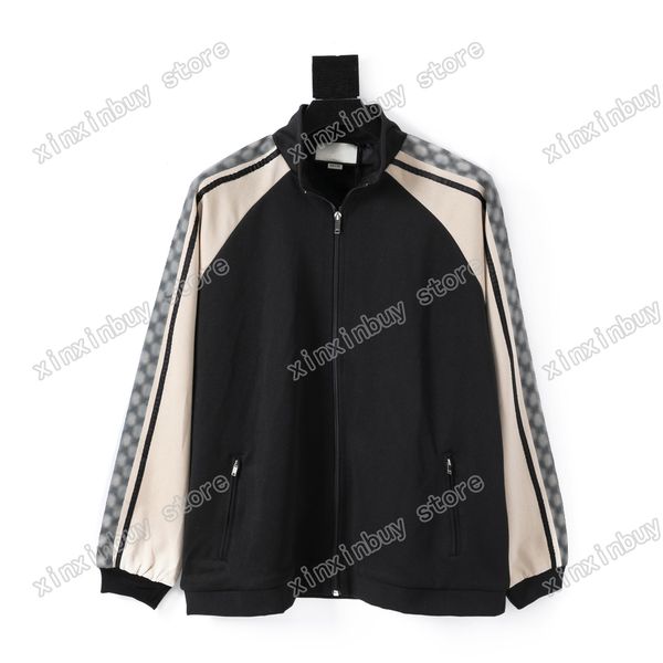 

21ss mens women designers tracksuits hooded side webbing stripe jacquard fabric streetwear windbreaker fashion tracksuit men designer xs-l, Gray