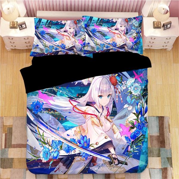 

bedding sets 3d azur lane beautiful duvet cover single double  king anime bedclothes 3pcs luxury flowers quilt