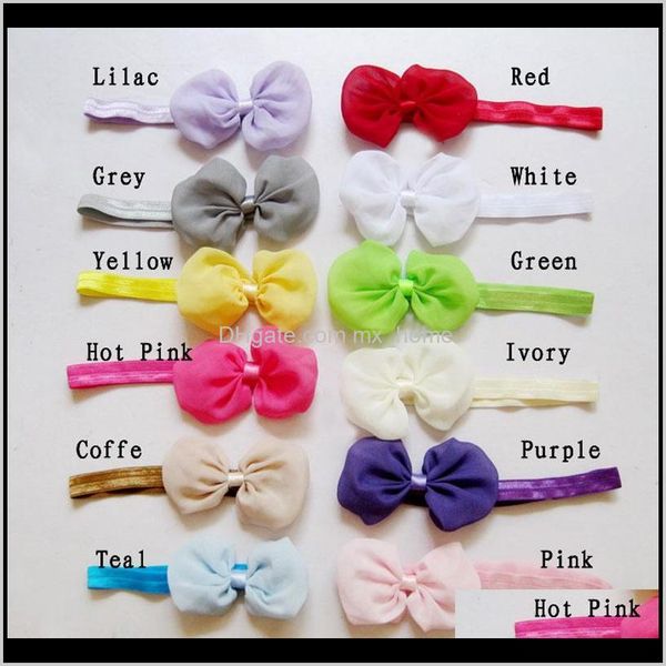 

12 colors wholesale infant born chiffon bowknots headbands children bow hairbands baby girl pography prop qpnlg yeulq, Slivery;white