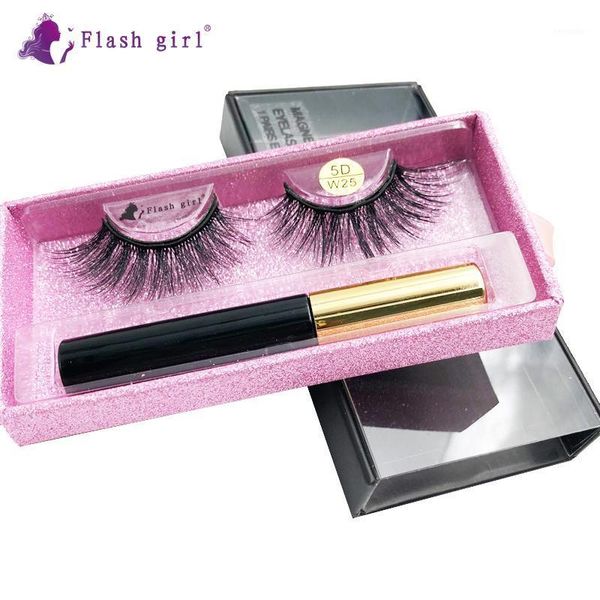 

flash girl 5d-w series w 25 beautiful mink magnetic eyelashes and eyeliner suit1