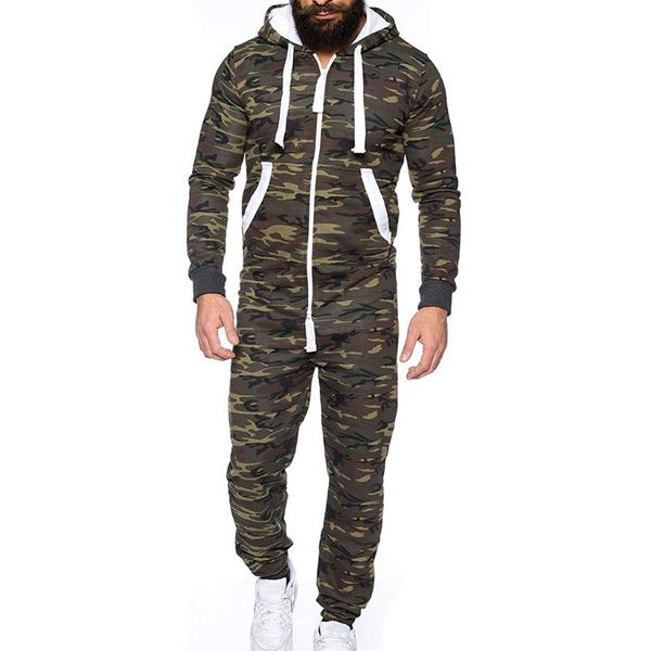

men's tracksuits clothing jumpsuit camouflage hooded collar pajama playsuit blouse hoodie boys zipper, Gray