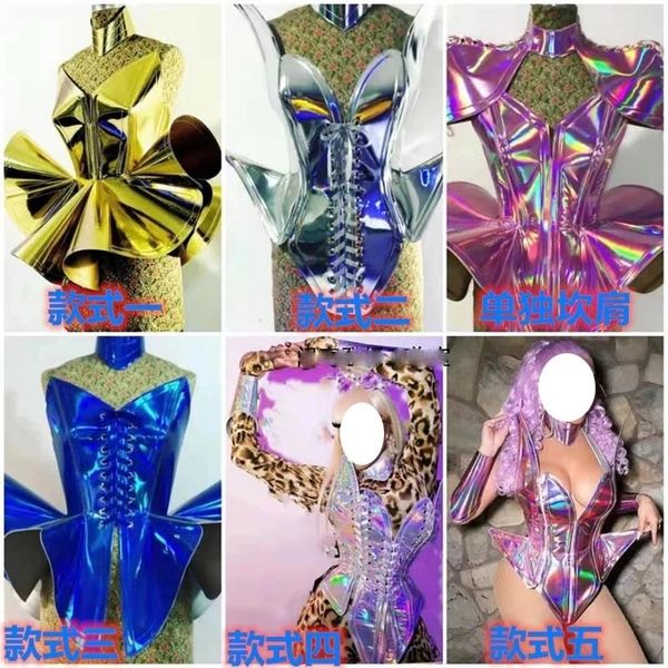 Decorazione per feste Natale Tecnologia futuristica Senso Discoteca Costume da ballo di scena Dj Gogo Abbigliamento Cantanti Abiti argento Abito rave