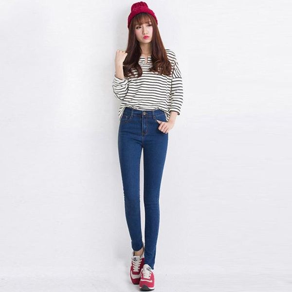 

women's jeans women high waist skinny spring summer denim pants korean style slim stretch small ripped for women#a3, Blue