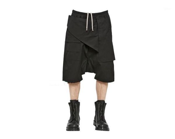 

men's pants 27-44 summer high street fashion brand low crotch harlan hairdresser simple loose cropped, Black