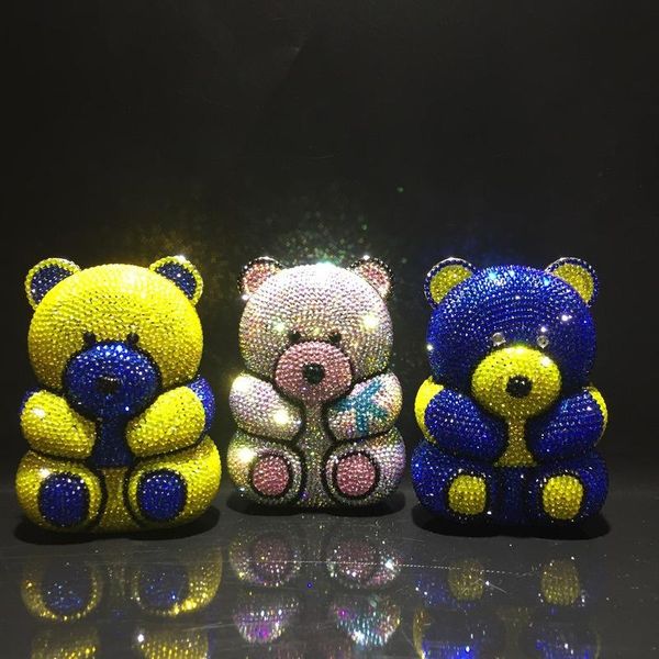 

bear rhinestone bag cartoon crystal full diamond evening handmade set women's handbag bags