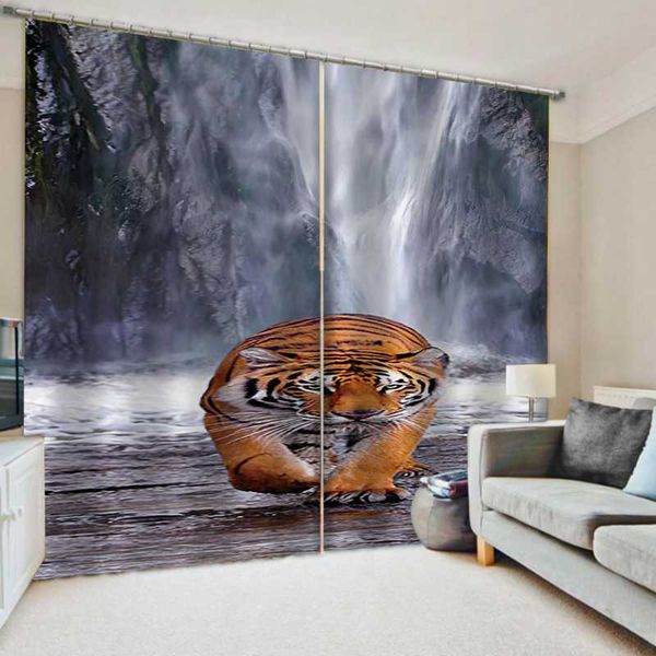 

curtain & drapes po blackout window luxury 3d curtains for living room tiger personality