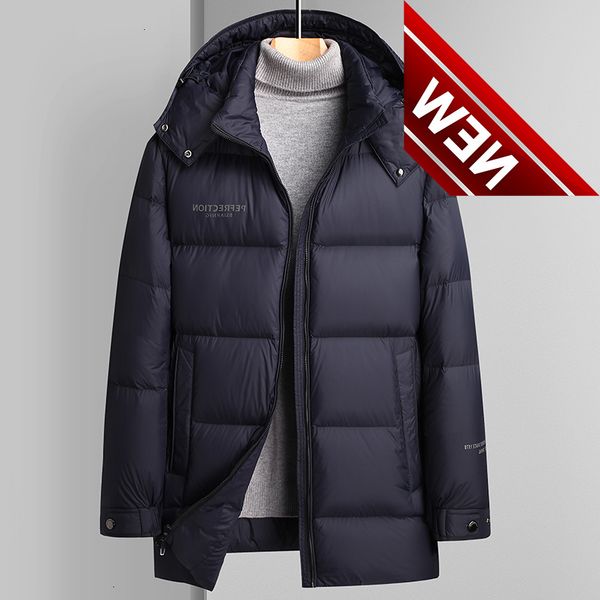 

winter warm men lightweight thick down jacket casual parkas white duck fashion comfortable baggy coat, Black