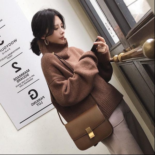 

turtleneck thick winter pullover girls womens sweaters loose autumn knitted outerwear warm oversize cashmere, White;black