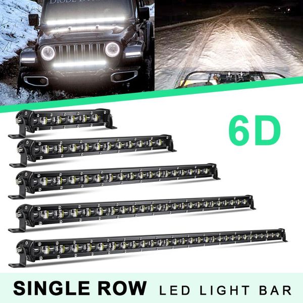 

working light haolide super slim single row led bar 8/14/20 inch 90w leds 6d lamp off road lights for boat suv truck atv driving