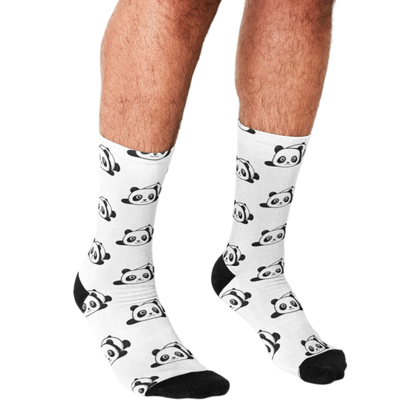 

men's socks funny men's panda cute animal wildlife printed hip hop men happy boys street style crazy novelty for, Black