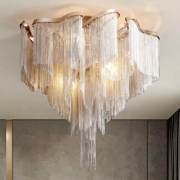 

chandeliers modern ceiling chandelier for living room 2021 beautiful tassel chain lights bedroom dining silver led