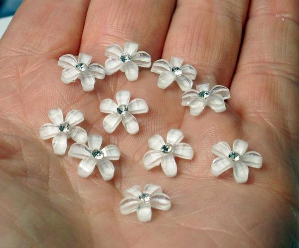 

50pcs rhinestone flowers charms 9mm for 3d nail art white /pink wedding nails decor bridal charms1, Silver;gold