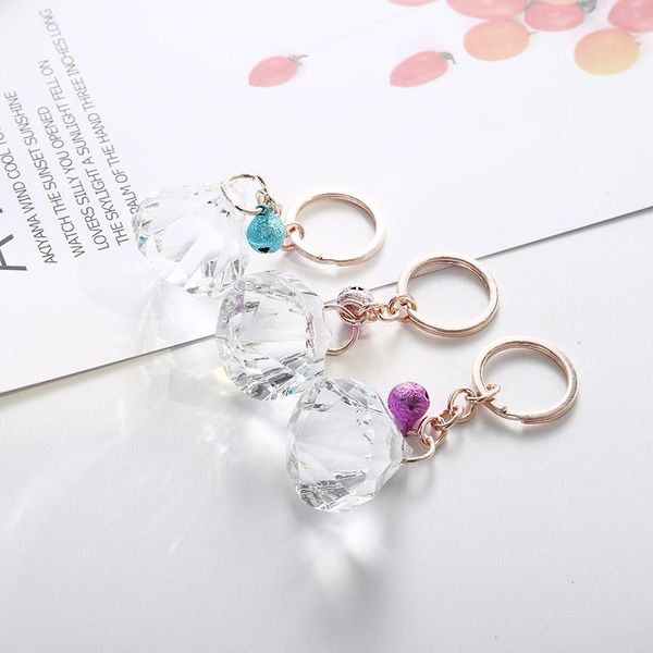 

keychains creative geometric shape wild with bells key chain ring clips gift bag pendant jewelry accessories car, Silver