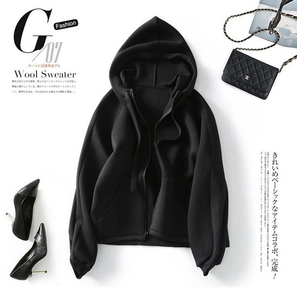 

women's jackets goth autumn hoodies for girl sweatshirt hooded pullover oversized black kpop undefined clothing women 2021 winter, Black;brown