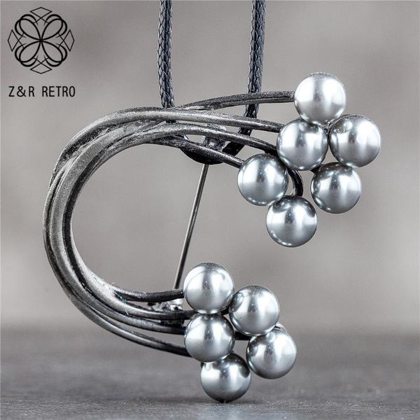 

long necklace for women vintage jewelry grey beads pendants suspension rope chains choker wholesale jewellery 2021 pendant necklaces, Silver