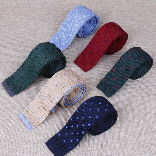 

neck ties 5cm fashion mens knitted leisure dots narrow slim skinny woven knitting neckties for wedding tie, Blue;purple