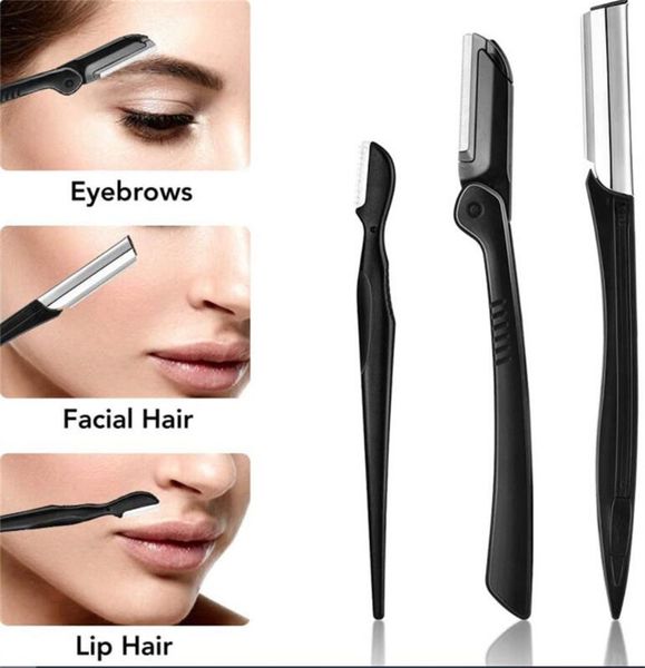 

wholesale 7 in 1 eyebrow trimmer kit face razors shavers exfoliating dermaplaning tool facial razor scissors brush tweezers