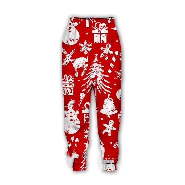 

men's pants 3d printing merry christmas fashion men women tracksuits crewneck hip hop plus size s-7xl streetwear, Black