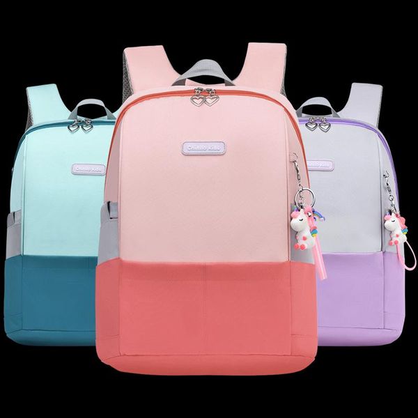 

school bags 2021 orthopedic schoolbag primary girl ergonomic school-bags 6-12 year old chest buckle backpack pink baby mochila