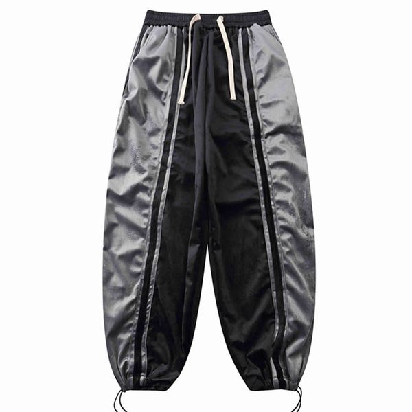 

2020ss streetwear pant man hip hop patchwork men trousers loose oversized joggers baggy track pants, Black