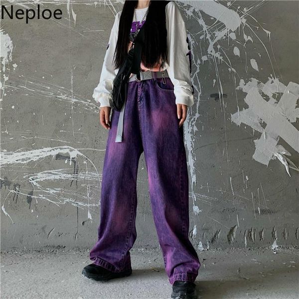 

women's pants & capris neploe vintage washed tie dye jeans women men causal high waist long trousers 2021 straight demin 6b324, Black;white