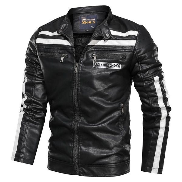 Jaquetas masculinas Biker de couro de inverno e casacos de lã forrada de jaqueta de motocicleta térmica grossa para homem l-xxxl