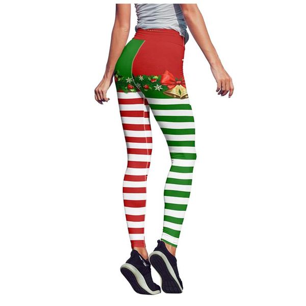

running pants christmas leggings gift autumn winter festival legging plus size women 3d stripe high waist skinny workout pilates gym pa, Black;blue
