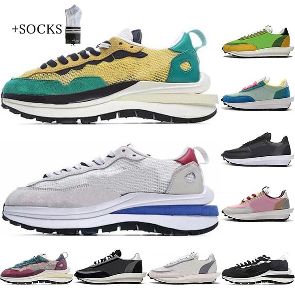 

with socks 2021 ldv ld waffle men women running shoes black white grey pine green pink varsity blue mens trainers sports sneakers size 36-45, White;red