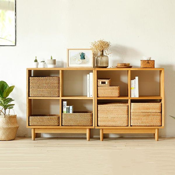 

overlapping rectangular rattan covered storage box basket sundries boxes & bins
