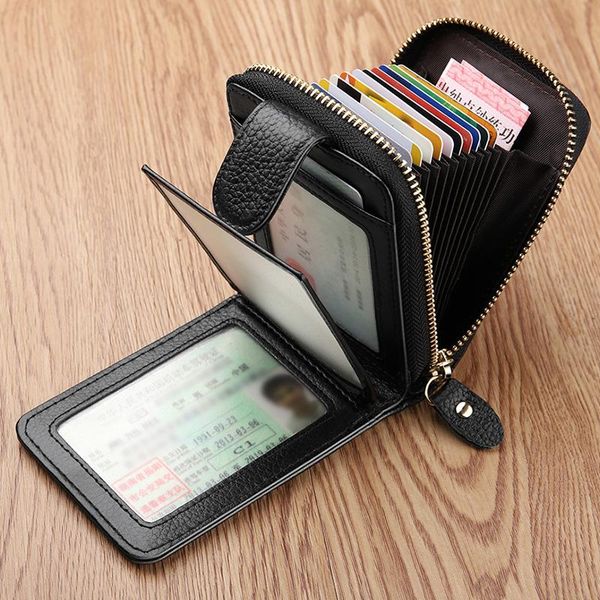 

card holders ellen fantasia atm holder zipper slider genuine leather wallet for men, Brown;gray