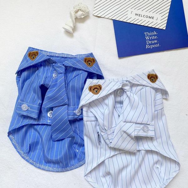 

dog apparel summer teddy college bow tie shirt schnauzer puppy clothes small milk cat for pet shirts