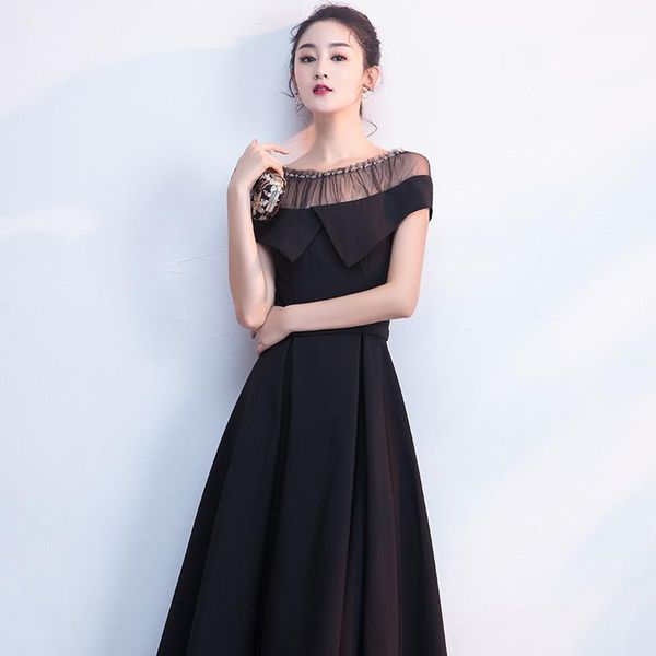 

ethnic clothing perspective mesh round collar qipao sparkly sequins a-line cheongsams black temperament dresses vintage banquet vestidos, Red