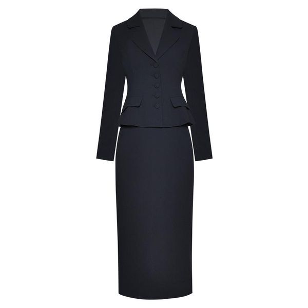 

women's tracksuits runway fashion spring women blazer and pencil skirt suit matching set office lady two piece outfits twinset, Gray