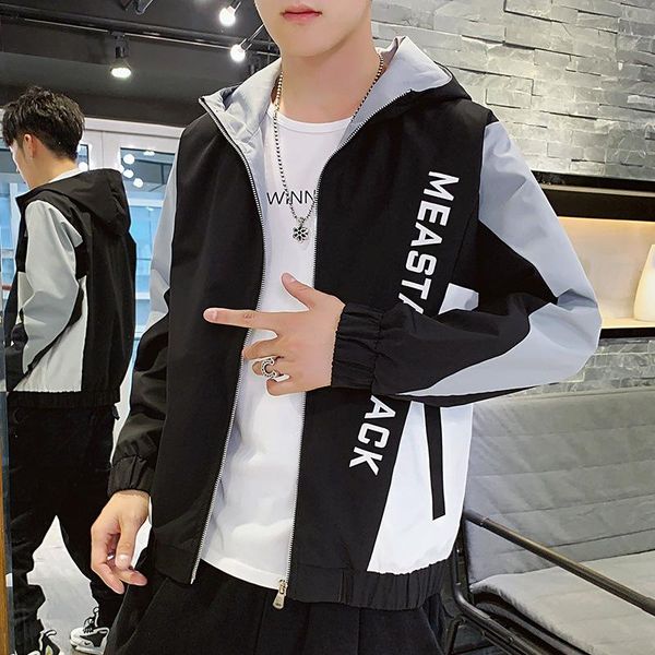 

men's jackets fashion jacket sports youth hooded korean mens pullover casual baseball uniform windbreaker 2021, Black;brown