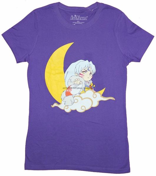 

men's t-shirts inuyasha girls juniors t-shirt - sesshomaru crescent moon chibi image, White;black