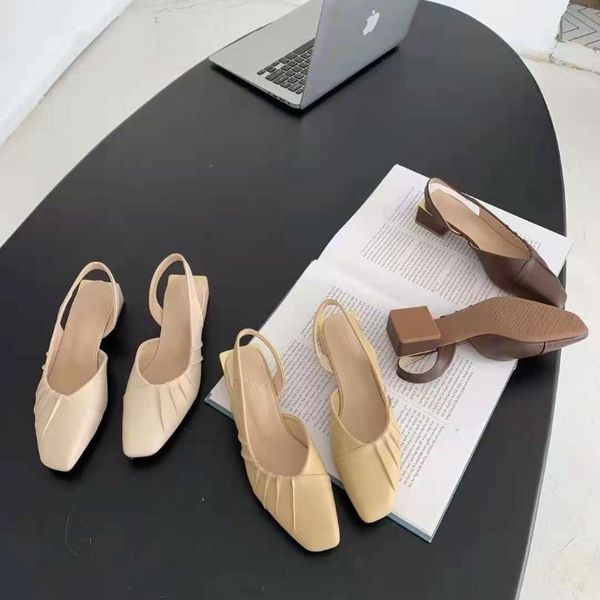 

thick with baotou han edition square hollow out sandals fairy female spring and summer the wind outside joker fashion w, Black