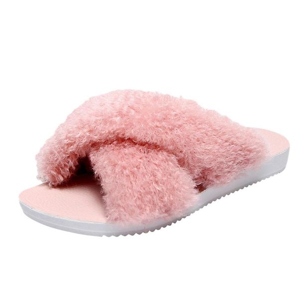 

slippers women winter shoes flat sweet home woman indoor fur warm soft slip on zapatillas de mujer, Black