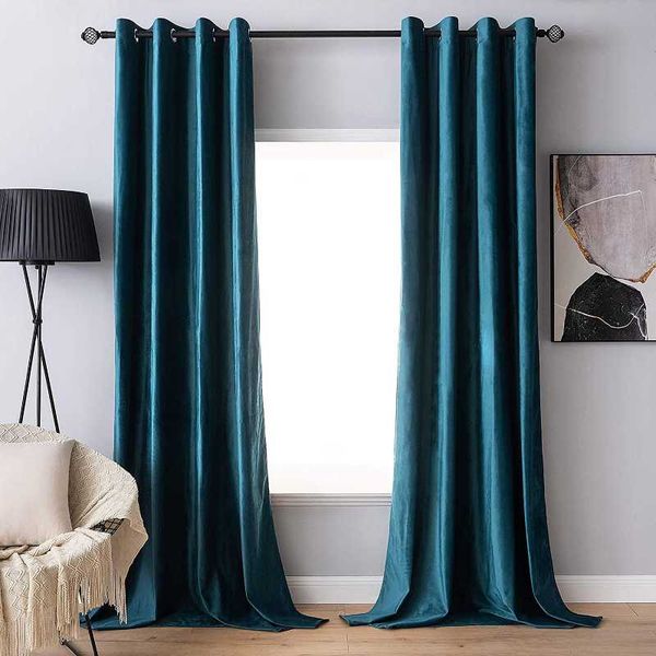 

panels blackout velvet curtains solid soft grommet thermal insulated soundproof room darkening curtains/drapes curtain & drapes